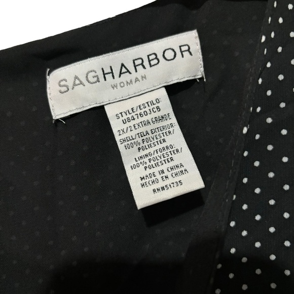 NWT Sag Harbor Blouse Polka Dot Sheer Ruffles V-neck Office Workwear Size 2X - Picture 4 of 13